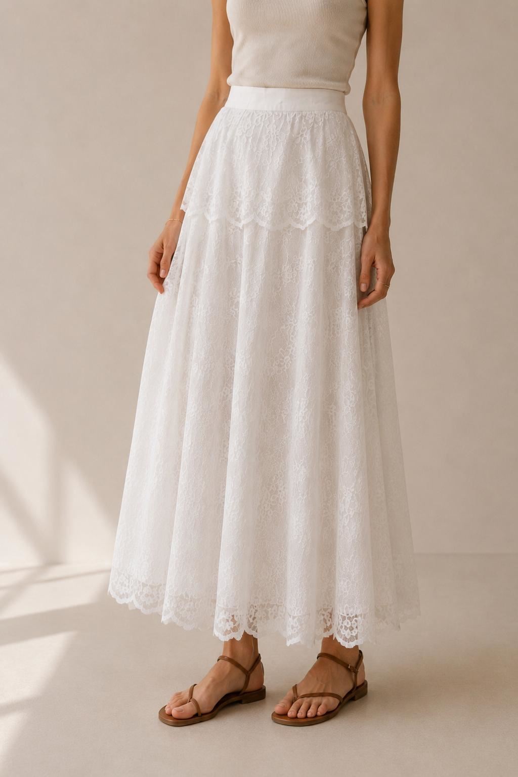 Embroidered Tiered Skirt