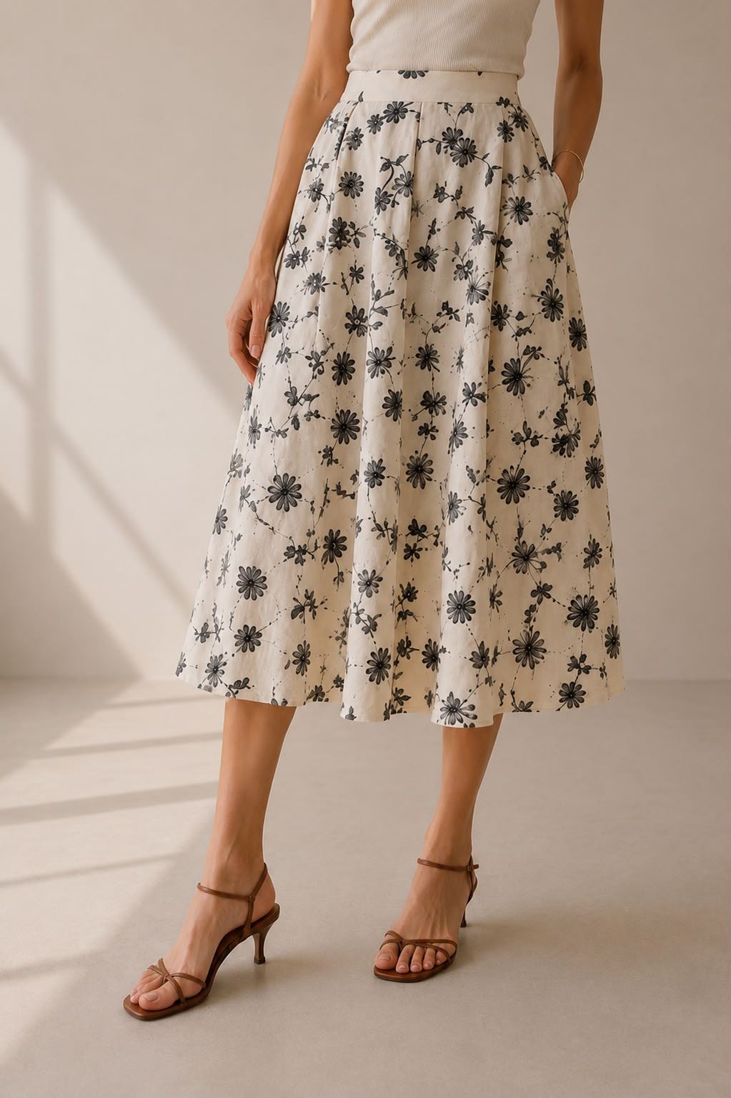 Embroidered Midi Skirt