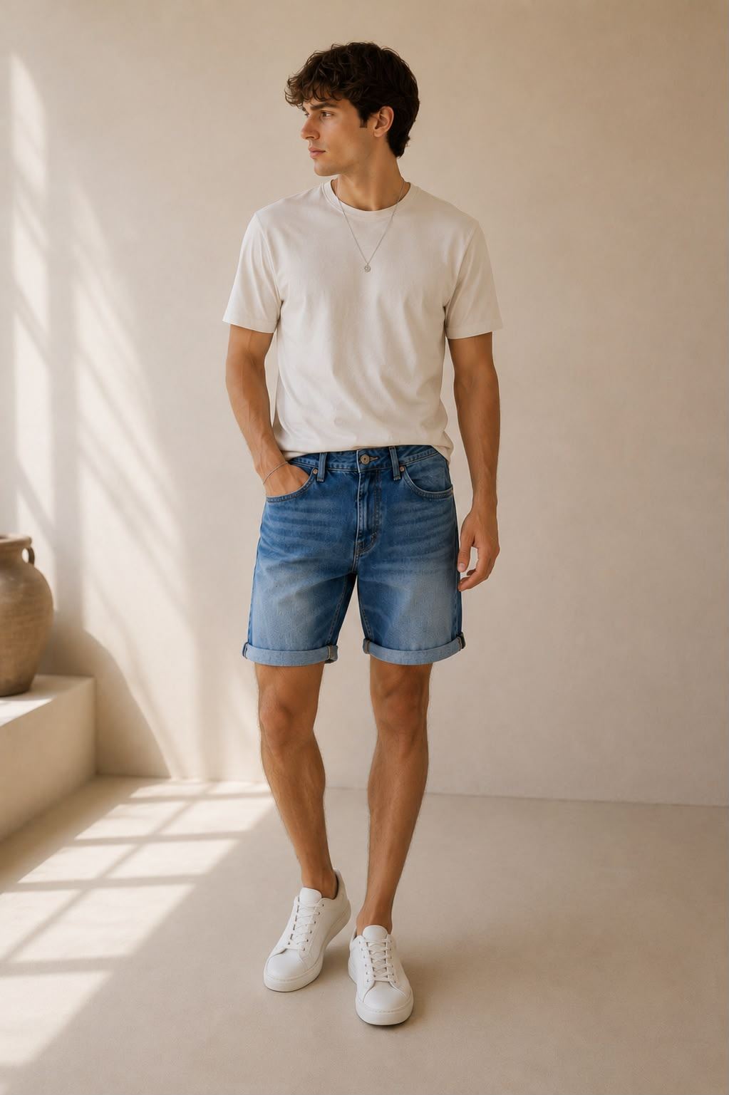 Homme Bleu Denim Short