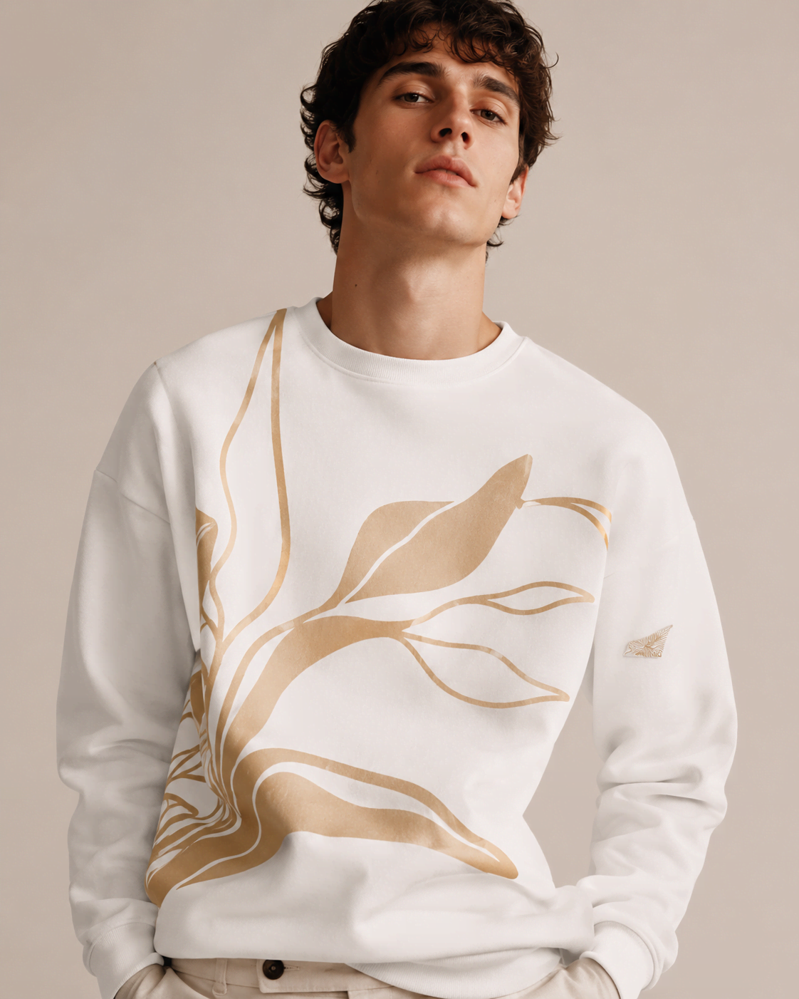 Sweatshirt Blanc Imprimé pour Homme