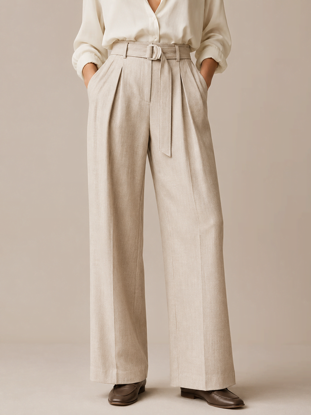 Beige Women's Trousers