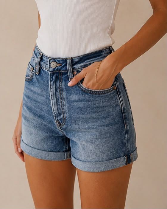 Femme Bleu Denim Short