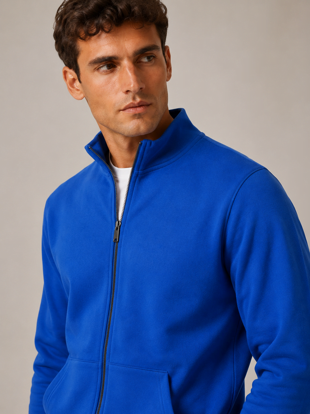 Sweatshirt Zippé Bleu pour Homme