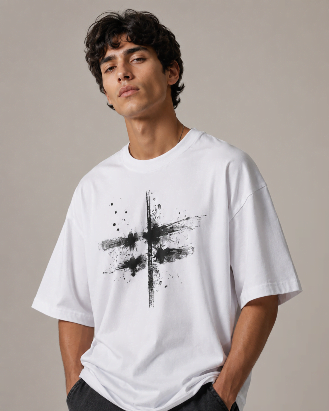 Blanc Imprimé T-shirt
